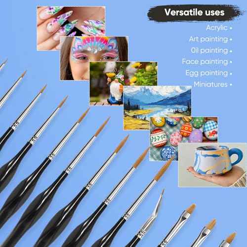 Detail Paint Brushes Set 15PCS, Miniature Paint Brushes - Fine Detailing, for Model Painting, Acrylic/Oil/Watercolor, Face