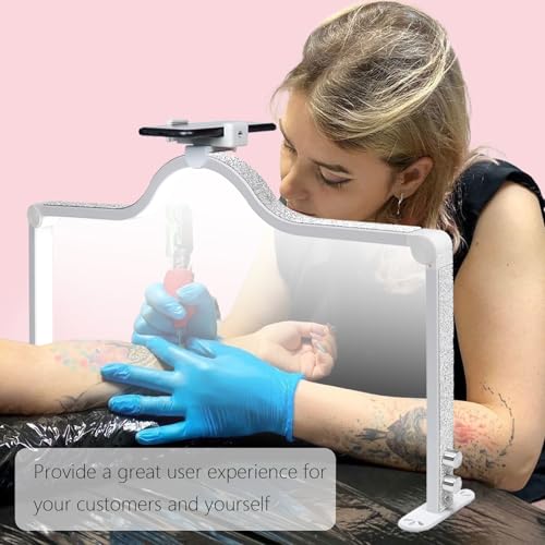34-Inch Nail Light for Desk, 3-Level Dimming Half Moon Light, 3360LM Lamp, Adjustable with Phone Holder, Eye Protection ? Ideal for Nail Techs - White