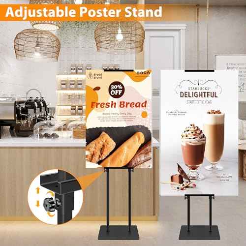 Poster Stand Heavy Duty - Adjustable Pedestal Sign Stand Double-Sided Poster Stands for Display Foam Banner, Poster Board Stand Floor Standing Sign Holder Height Up to 80 Inch, Black 1Pack