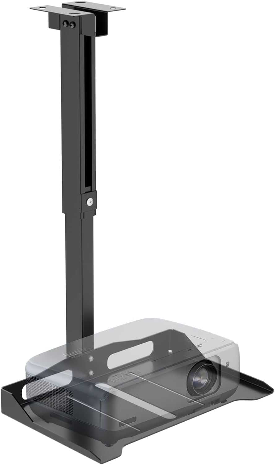 WALI Projector Ceiling Mount Tray - Height Adjustable Holder with Hidden Cable Management | Fits Projectors Up to 22lbs, Black