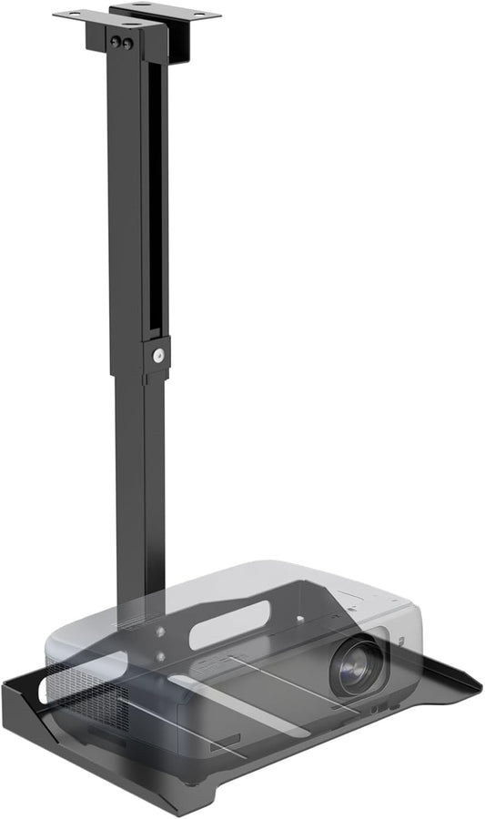 WALI Projector Ceiling Mount Tray - Height Adjustable Holder with Hidden Cable Management | Fits Projectors Up to 22lbs, Black