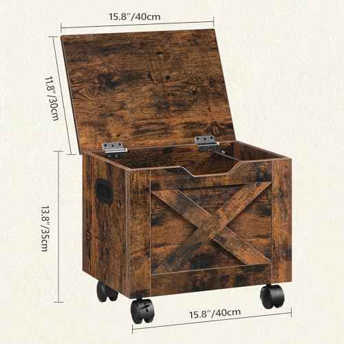 Rolling Filing Cabinet, Small File Cabinet Under Desk with Single Drawer, Hanging File Organizer for A4/Letter-Size Documents, Organizer Box, for Home Office, Rustic Brown FCRB4001