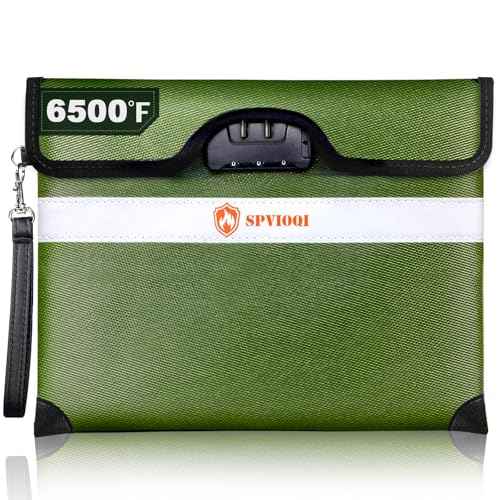 Upgraded 6500¡ÆF Fireproof Document Bag with Lock, Fireproof Money Bag for Cash w. Zipper/Reflective Strip, 10Layers of Heat Insulated Materials, Water Resistant Fireproof Bag for Documents, Fire Bag