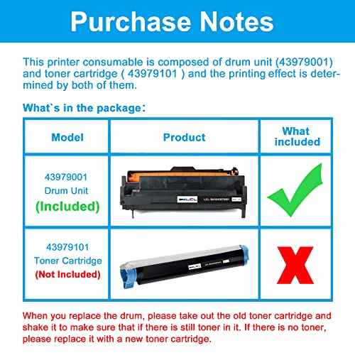 LCL Compatible Drum Unit Replacement for OKI B410 43979001 B410d B410dn B420 B420d B420dn B430 B430d B430dn B440 B440d B440dn B460 MB460 MB460-MFP B470 MB470 MB470-MFP B480 Printer (1-Pack Black)