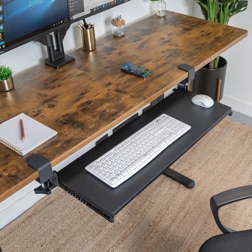 Mount-It! Keyboard Tray Under Desk Pull Out with Extra Sturdy C Clamp Mount (30" x 11")