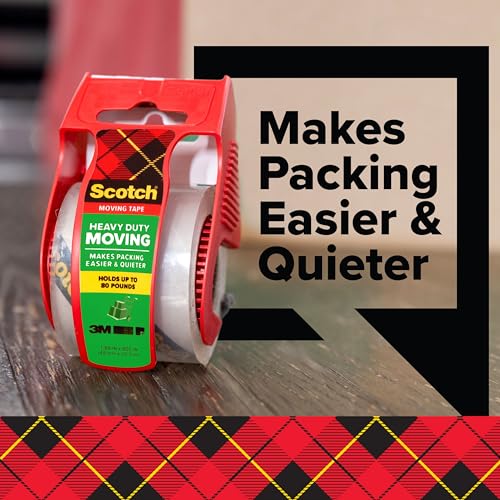 Scotch Heavy Duty Moving Tape with Dispensers - 6 Rolls, 1.88 in x 800 in, Strong Sealing