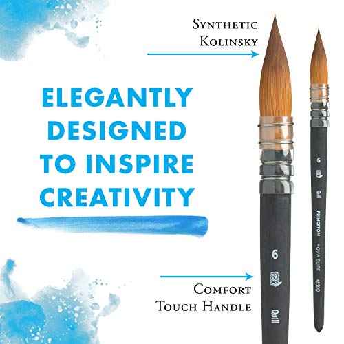 Princeton Aqua Elite, Series 4850, Synthetic Kolinsky Watercolor Paint Brush,Quill, 6