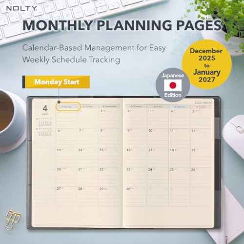 NOLTY Ecri A5 Memo Weekly Planner 2026, January Start, Japanese Edition, Black, 2026-6322