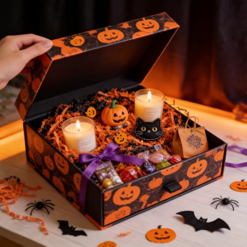 VAKAFFIA 10oz Halloween Crinkle Paper Filler with Pumpkin, Orange