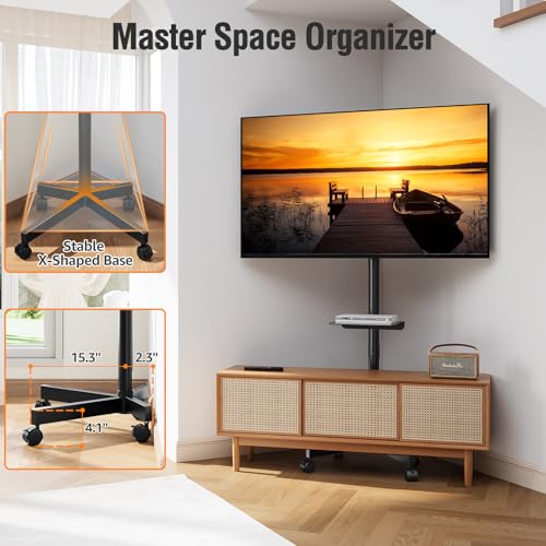 ELIVED Mobile TV Stand for 23-60" TV, VESA 400x400, Tilt, 77 Lbs Load