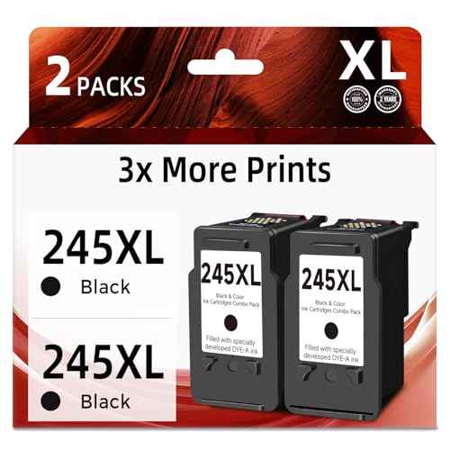 Compatible 245XL Ink Cartridge Replacement for Canon 245 XL PG-245 PG245 (Black 2-Pack) to use with MX490 TR4520 TS3322 TR4522 TR4500 TS3122 TS3300 MX492 MG2522 TS3320 TS3100 Printer 243XL