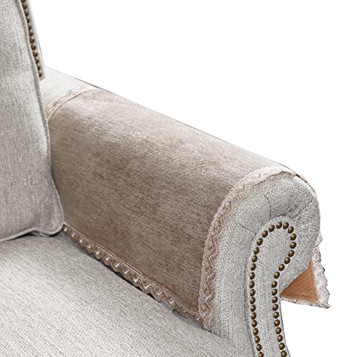 MINJIATEX Tea Mouse Armrest Covers Set of 2 - Non-Slip Lace Sofa Arm Protectors