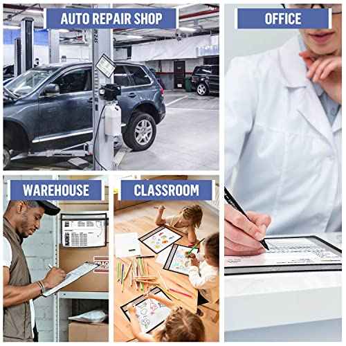 30 Pack Horizontal Job Ticket Holders 8.5x11 - Landscape Shop Ticket Holders 8 1/2 x 11 - Work Order Plastic Sleeves for Documents - Dry Erase Pocket Sleeve - Dry Erase Sleeves Clear Pocket Sleeve