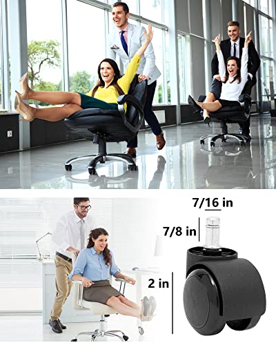 Grykot 5-Pack Office Chair Wheels Replacement 2in Heavy-Duty Casters for Hardwood & Carpet