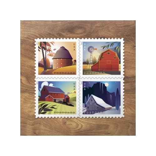 Barn Postcard Forever Postage Stamps 2 Sheets of 20 US Postal First Class American History Wedding Celebration Anniversary (40 Stamps)
