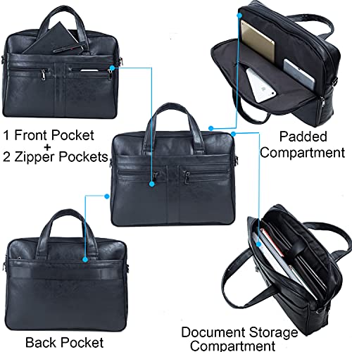 seyfocnia Men's Leather Messenger Bag, Laptop Briefcase Business