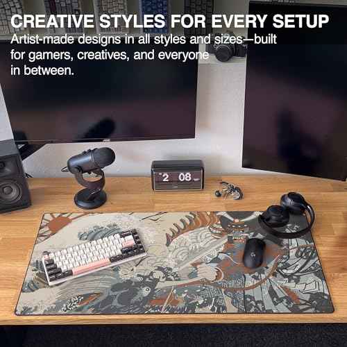 MPCO. Masterpiece Large Gaming Desk Pad - 36" x 17" Aeroglyde Fabric Shogun Desk Mats - Washable, Smooth Glide for Precision Gaming & Work