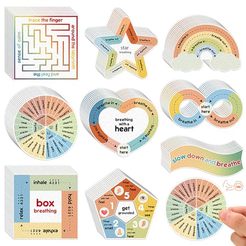 Libima 72 Pieces Anxiety Sensory Stickers Textured Stickers Fidget Mindfulness Sticker School Counselor Supplies Adult Sensory Items Anxiety Relief, 9 Styles(Retro Color)