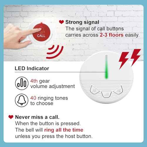 Life Alert Systems for Seniors Caregiver Pager Call Button SOS Button Alert Button for Seniors Elderly at Home 1 Plugin Receiver 1 Waterproof Transmitter 1 Watch Button