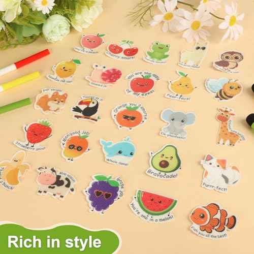 50 Pcs Anxiety Sensory Stickers Motivational Textured Calm Strips Cute Animals Fruits Reward Calm Stickers Mood Calming Stress Anxiety Relief Sticker for Adult Teen Classroom Must Haves Supplies