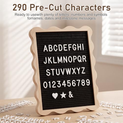 Black Felt Letter Board 10x13 Inch with 300 Letters for Home Classroom Baby Announcement