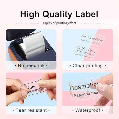 DP26 Label Maker Machine with Tape Portable Thermal Printer Bluetooth Sticker Maker Compatible with Android iOS PC Barcode Label Printer for Small Business, Home, Kitchen, School, Office (Blue)