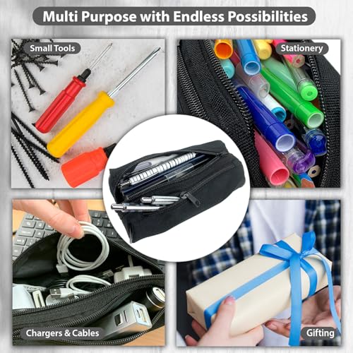 Black Pencil Case with 2 Compartments & Large Capacity - FashionStationery