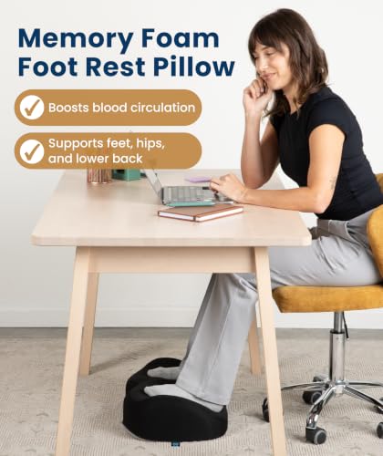 Everlasting Comfort Black Large Memory Foam Foot Rest for Under Desk Office & Gaming