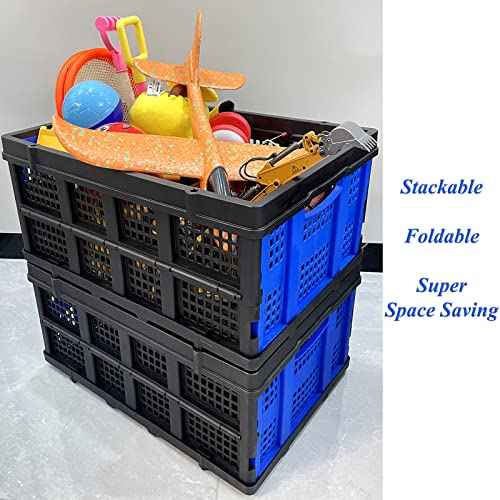 Foldable Plastic Storage Crate ? Stackable & Collapsible Basket, 1.73 Cu Ft for Home, Office & Garage