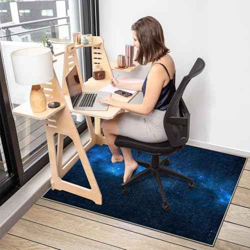 Chair Mat for Hardwood Floor,48"*60" Under Desk Mat for Rolling Computer Chair &Low Pile Carpet Floor,Anti-Slip Floor Protector for Home Office Blue Starry Sky