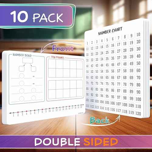 SCRIBBLEDO Number Bonds 9¡±x12¡± Small White Board Dry Erase Sheets Math Manipulatives Number Chart Ten Frame Number Line Math Supplies Teacher Students Classroom Pack of 10 Sheets