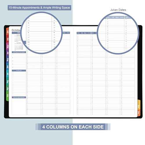 2026 Appointment Book & Planner - 2026 Daily Hourly Planner, 8.5" x 11", Jan 2026 - Dec 2026, 2026 Weekly Appointment Book, Planners with Colorful Tabs, Leather Cover, 15-Minute Interval - Black