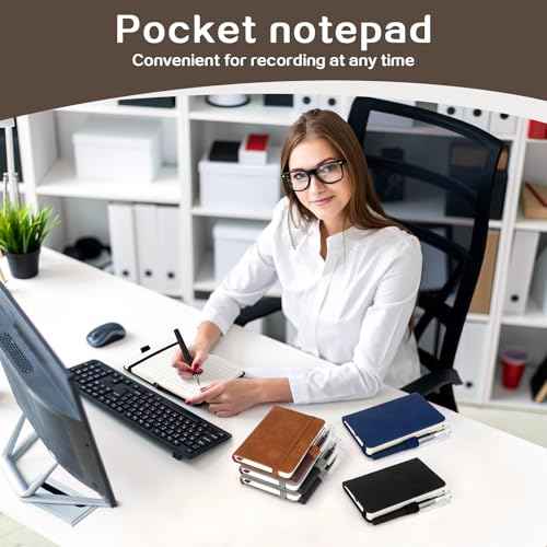 24 Pack Pocket Notebook with Pen Small Journal Notebook for Note Taking A7 Mini Notebook for Writing 200 Pages Leather Journal for Men Women Office School Nurse4.33'' X2.95",Black, Brown, Blue,Grey