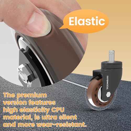Upgraded,3 Inch Ultra Heavy Duty Office Chair Wheels,(Stem7/16-7/8), Replacement Rubber Caster Wheel, Set of 5,Silent, Smooth-Gliding, for Hardwood Flooring, Carpet Flooring,-Not for 1KEA Chairs