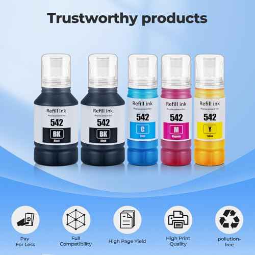 542 Ink Refill Bottles ET-5850 ET-5150 ET-5170 ET-16650 ET-5800 542 Ink Refill Bottle Compatible for ET5150 ET5170 ET5850 ET5800 ET16650 ET-16600 ET-5880 ET-5180 ST-C8000 Printer