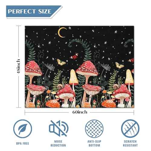 Office Chair Mat for Hardwood Floor Mushroom 48"x60" Computer Gaming Chair Mat Anti-Slip Rugs Floor Protector for Rolling Chairs Under Desk Rug for Home