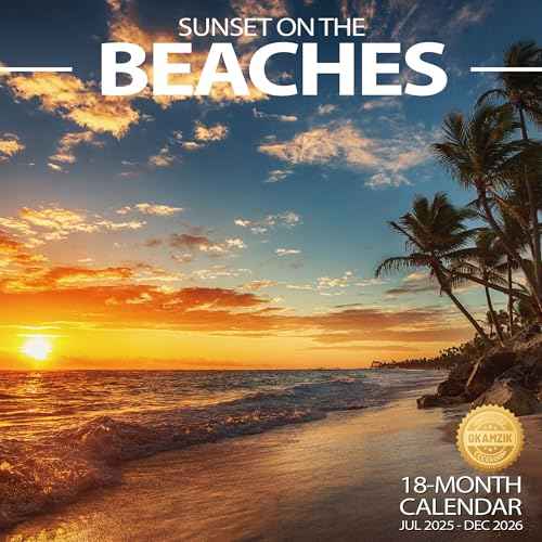 2026 Wall Calendar Planner Calendar - Sunset On The Beach Hangable Monthly Wall Calendar with Large Blocks for Organizing & Planning, Academic Schedule, Home, Office & family, Thick & Sturdy Paper