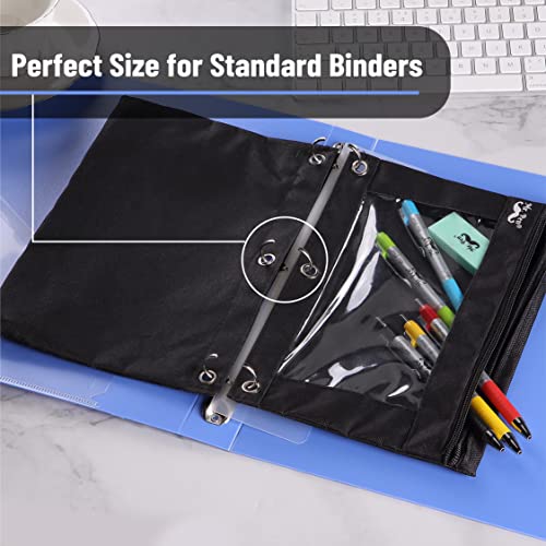 Mr. Pen Black Pencil Pouch for 3 Ring Binders - 2 Pack, 10x6.75 Inches