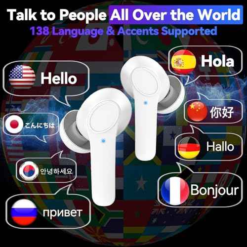 B11 Instant Translator Earbuds - 138 Language Voice Translation Device Two Way, Translating Earbuds Real Time, Aud?fonos Traductor de Voz Instant?neos de Idiomas Espa?ol Ingles (White)
