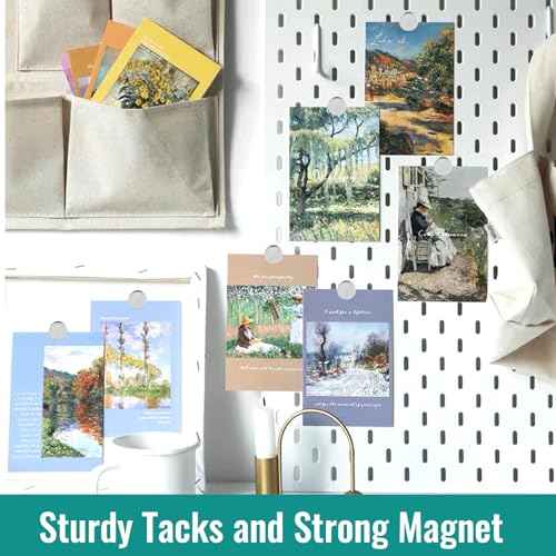 Magnetic Push Pins, 50 Sets Magnet Thumbtack for Board [1s Quick Pin][No Hole Hang Way], Poster and Photo Hangers Push Pin Magnets for Office Supplies Classroom Decoration Walls Bulletin Boards