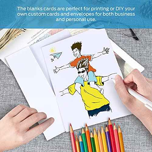 Ohuhu Blank White Cards and Envelopes 200 Pack - 5" x 7" Heavyweight Folded Cards and A7 Envelopes for DIY Greeting Cards Wedding Birthday Invitations Baby Shower Thank You Cards and All Occasions