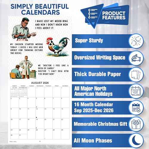 2026 Dad Jokes Monthly Wall Calendar | 12" x 24" | White Elephant or Gag Gift Funny Calendar 2025-2026