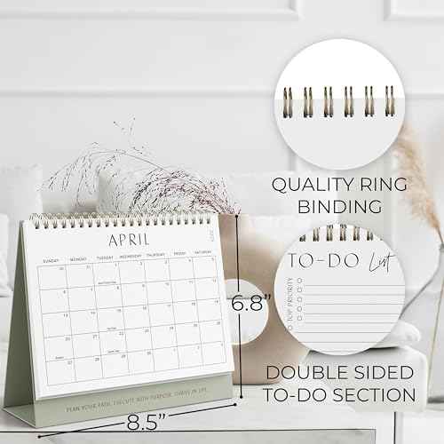 Aesthetic Desk Calendar 2025-2026 - Runs from January 2025 until June 2026 - Beautiful Small Flip Desktop Calendar for Easy Organizing