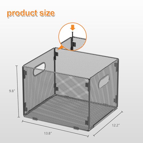 Hanging File Organizer, File Box Organizer with Handle, Metal Mesh Hanging File Folder Box, Letter Size Filing Crate Bin Holder for Home Office Desk(2 Pack)