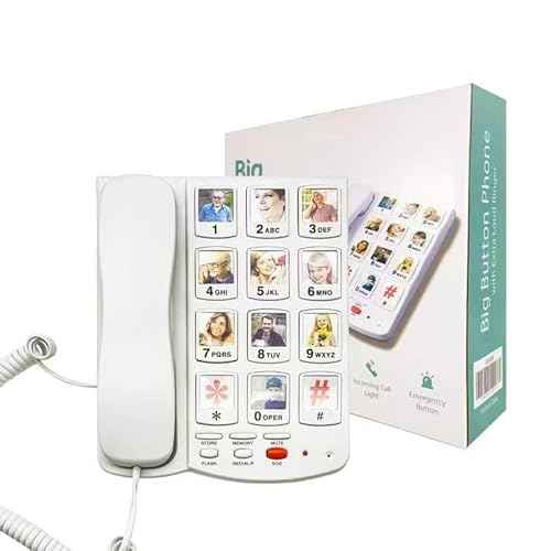 Large Button Phones for Seniors - Big Button Telephone with SOS Emergency Dial, Extra Loud Volume, Hearing Aid Compatible, Easy Operation for Elderly(Pictured_Key)