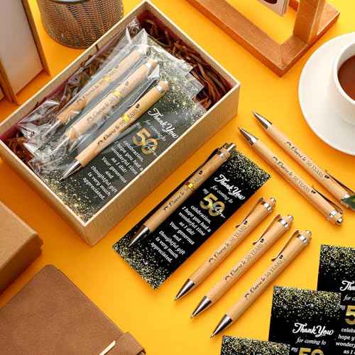 50 Sets 50th Birthday Party Favors for Guests Anniversary Party Favor Include 50 Ballpoint Pens with 50 Thank You Cards 100 Bags and Twist Ties for Anniversary Birthday Wedding Shower