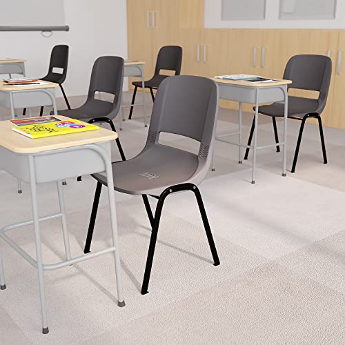Flash Furniture HERCULES Series 661 lb. Capacity Gray Ergonomic Shell Stack Chair with Black Frame and 16'' Seat Height