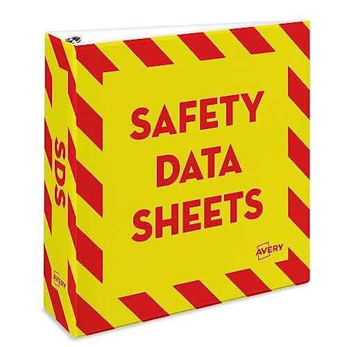 Avery Heavy-Duty Industrial SDS Binder, 3" One-Touch Rings, Yellow/Red Border (18952)