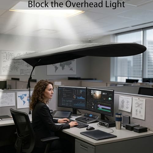 Office Cubicle Desk Shade 65 Inch - Light Blocking, Foldable Privacy Screen for 50-60 Inch Cubicles