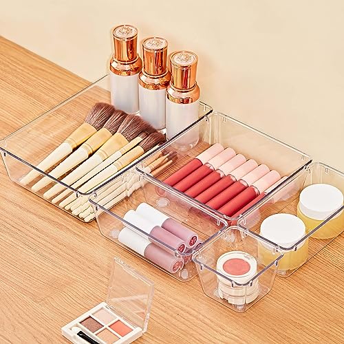 SMARTAKE 13-Piece Clear Drawer Organizer Set with Non-Slip Silicone Pads - 5 Sizes, Includes Variation 13 PCS / Clear